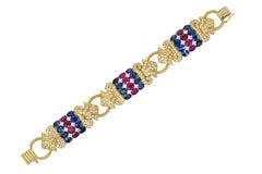 Bracciale Chatila 32,85 Carati Rubino Zaffiro Diamante Oro 18 Carati Fluer-de-Lis