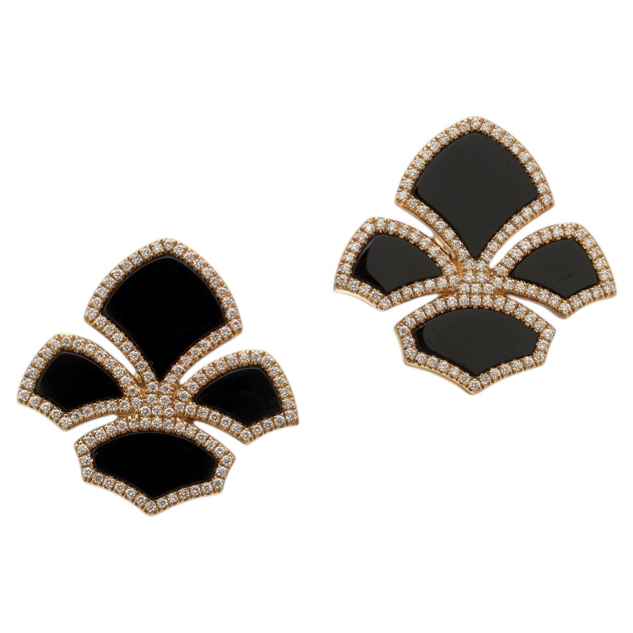 Boucles d'oreilles à clip Chatila en onyx et diamants, or 18 carats