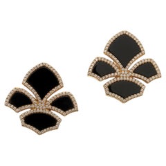 Chatila Onyx & Diamond Clip-On Earrings, 18KT Gold