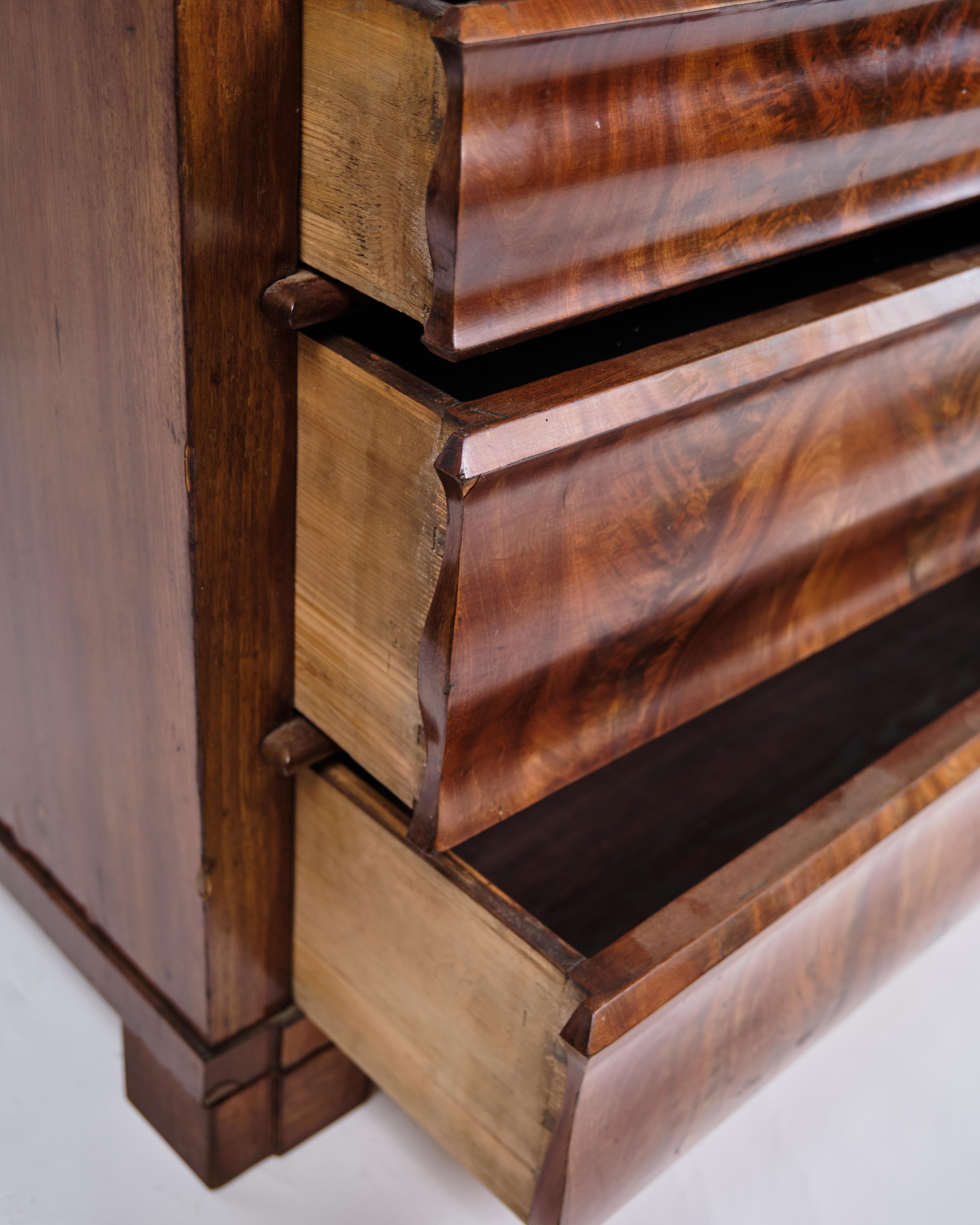 Lucidato Chatol a 3 cassetti in mogano lucidato a mano, ebanisteria danese del 1820 in vendita