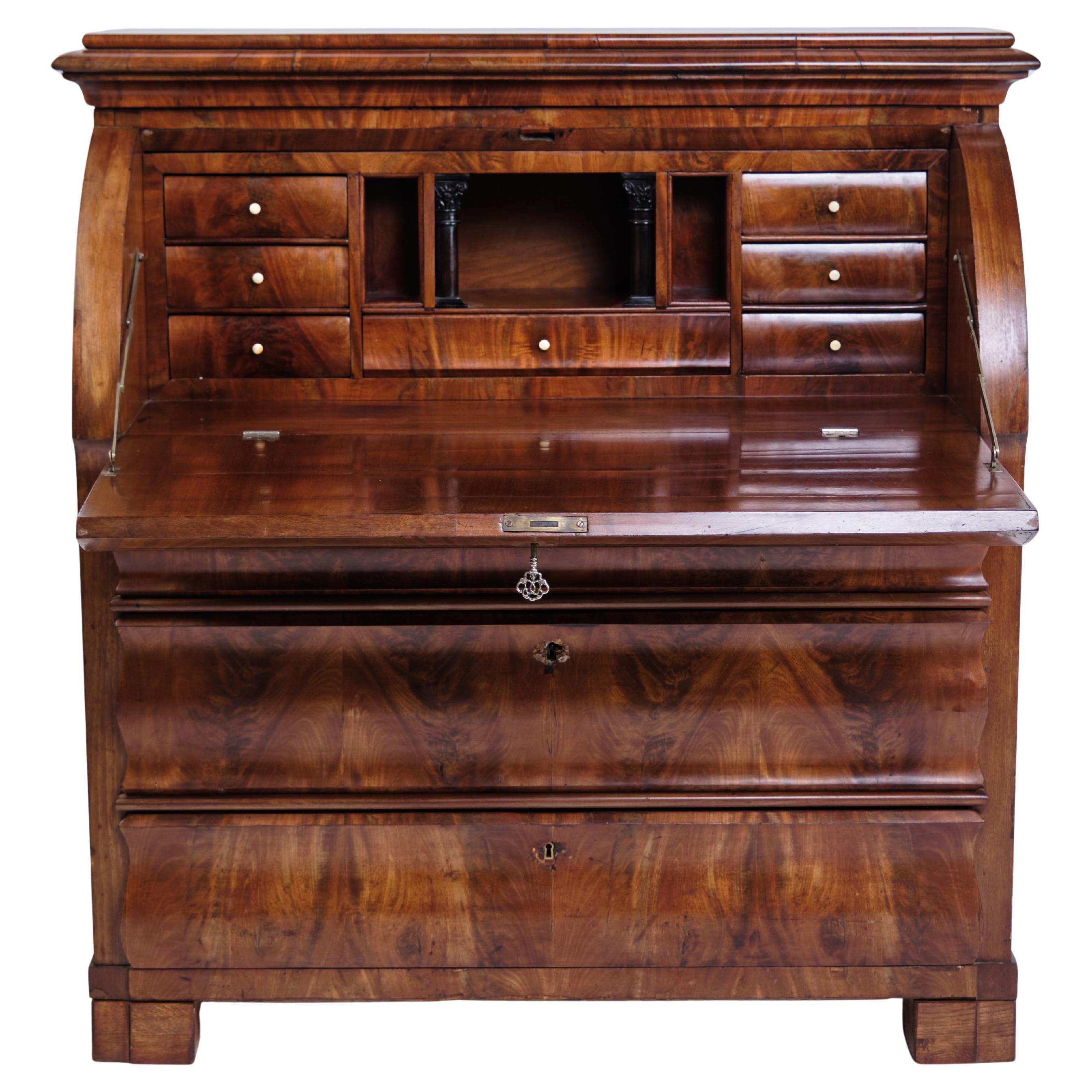 Chatol a 3 cassetti in mogano lucidato a mano, ebanisteria danese del 1820