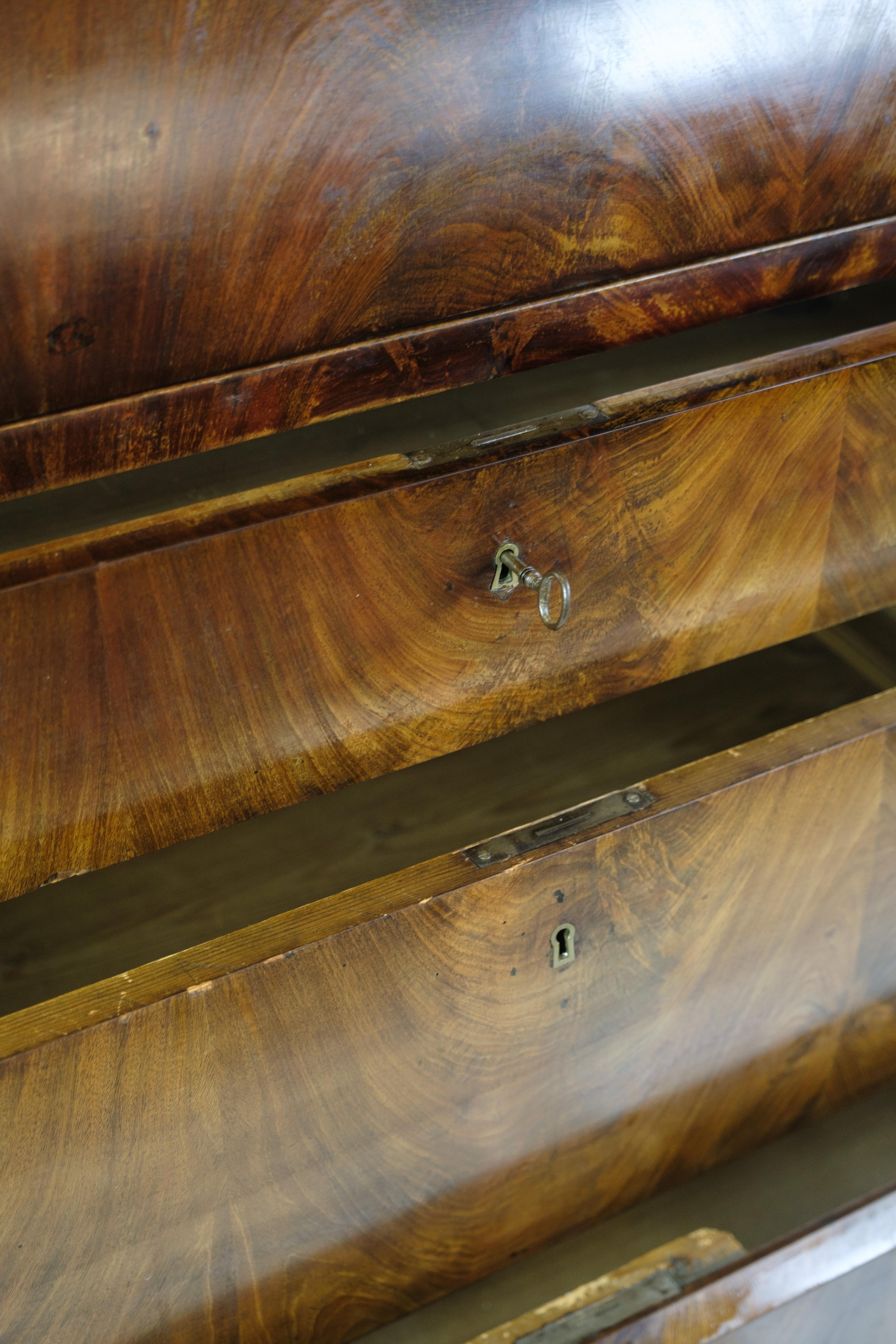 Chatol With Four Drawers Made In Hand Polished Mahogany From 1820s For Sale 2