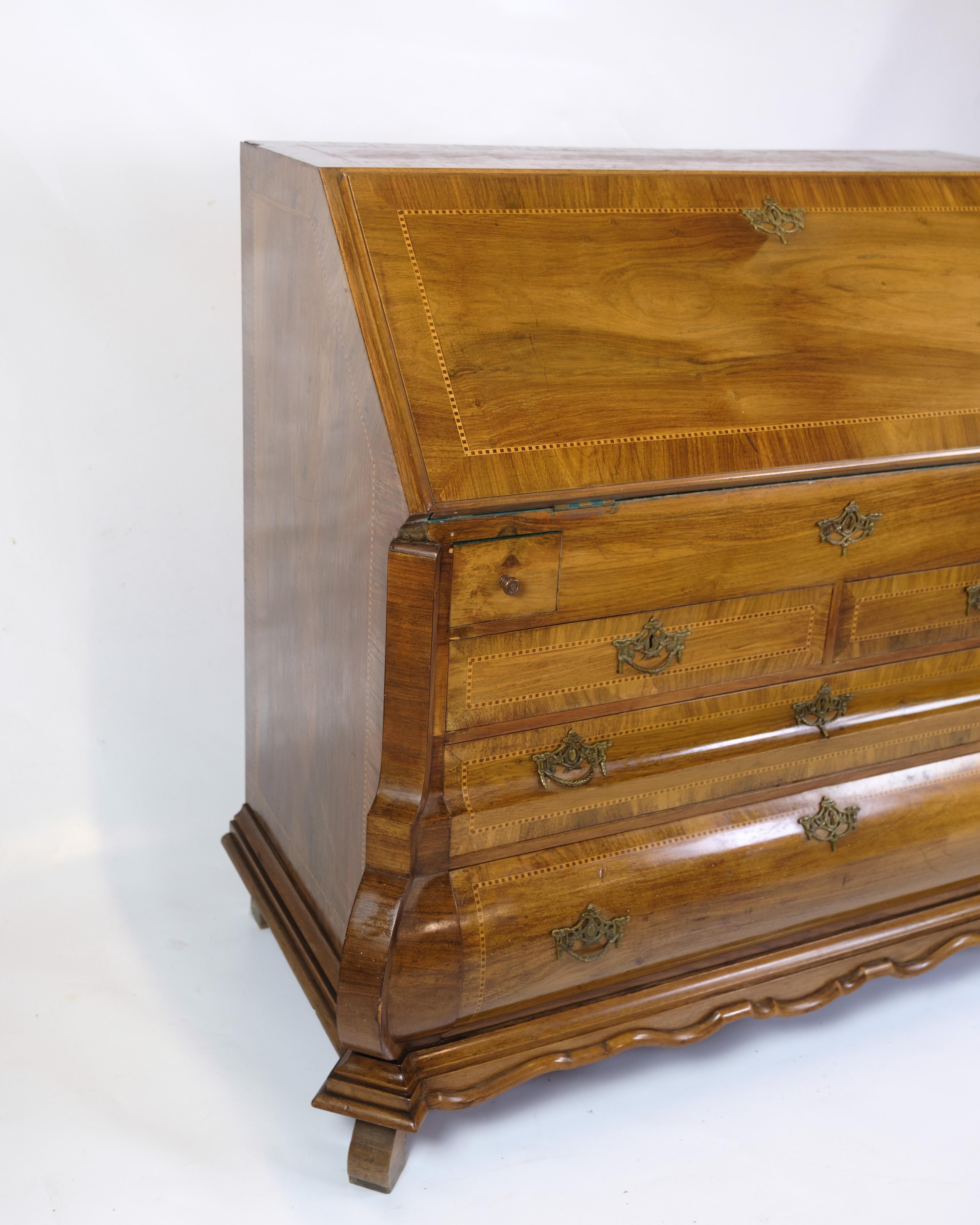 Chatol With Intersia & Four Drawers Made In Ligth Walnut From Lysberg & Hansen For Sale 7