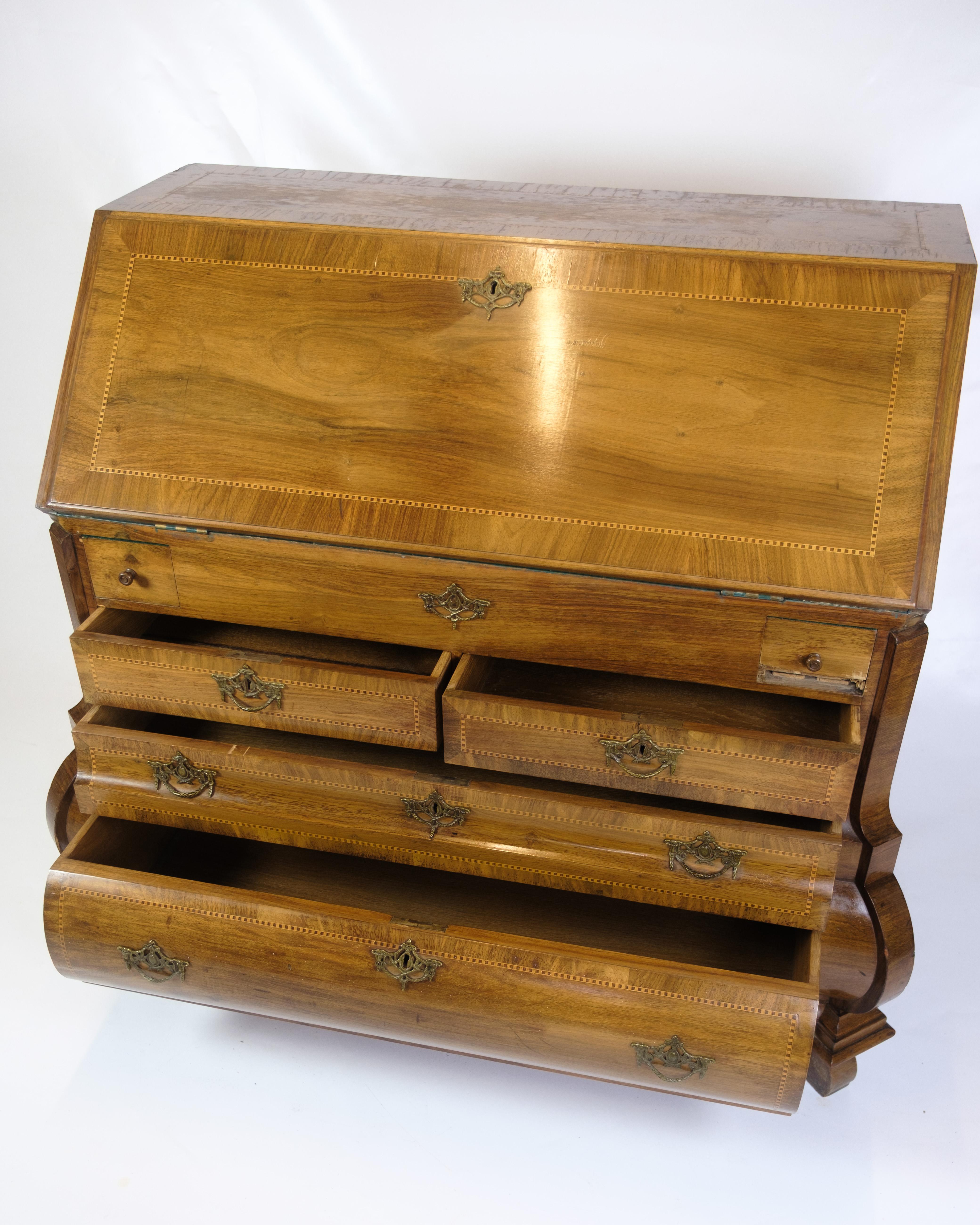 Chatol With Intersia & Four Drawers Made In Ligth Walnut From Lysberg & Hansen For Sale 11