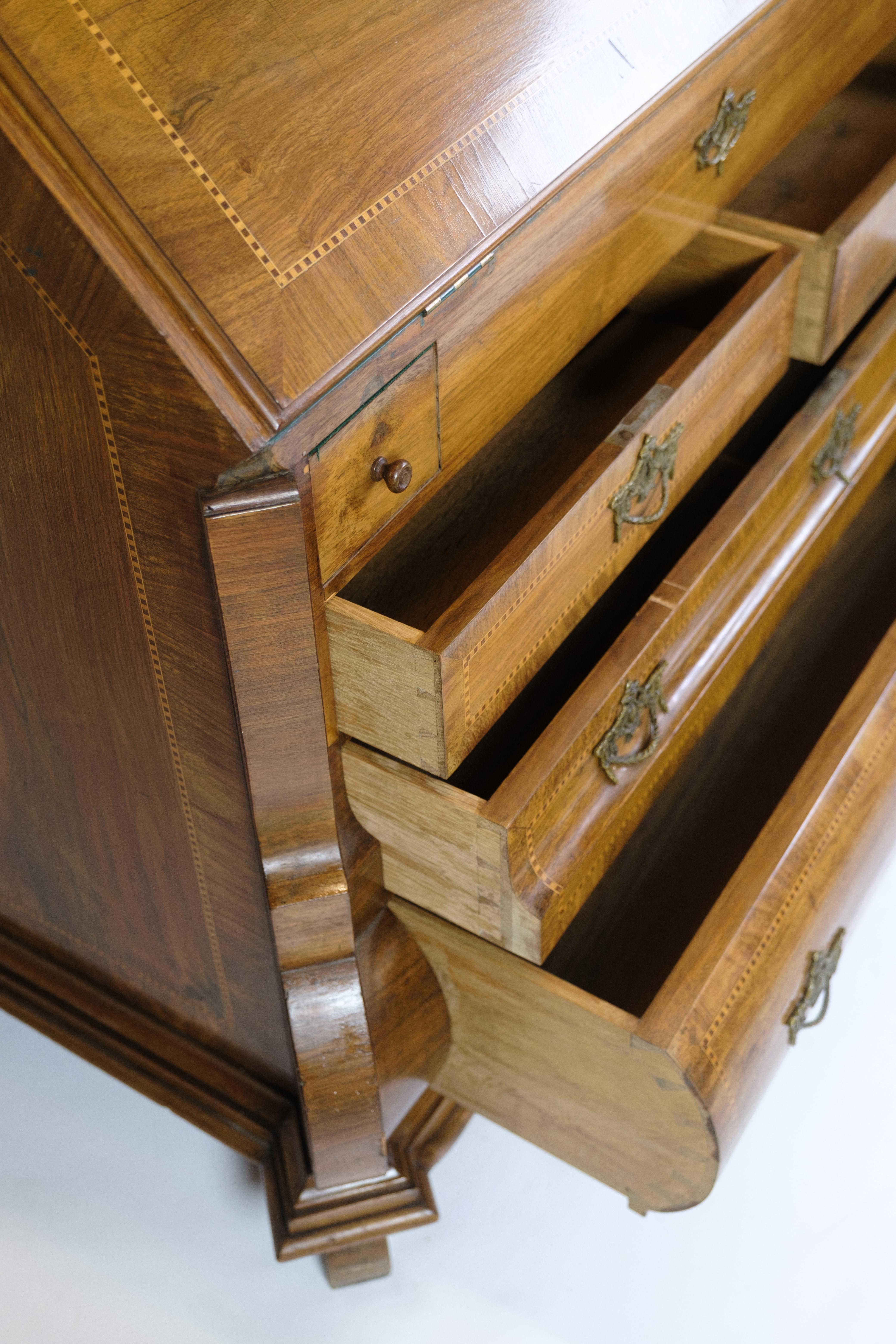 Chatol With Intersia & Four Drawers Made In Ligth Walnut From Lysberg & Hansen For Sale 12