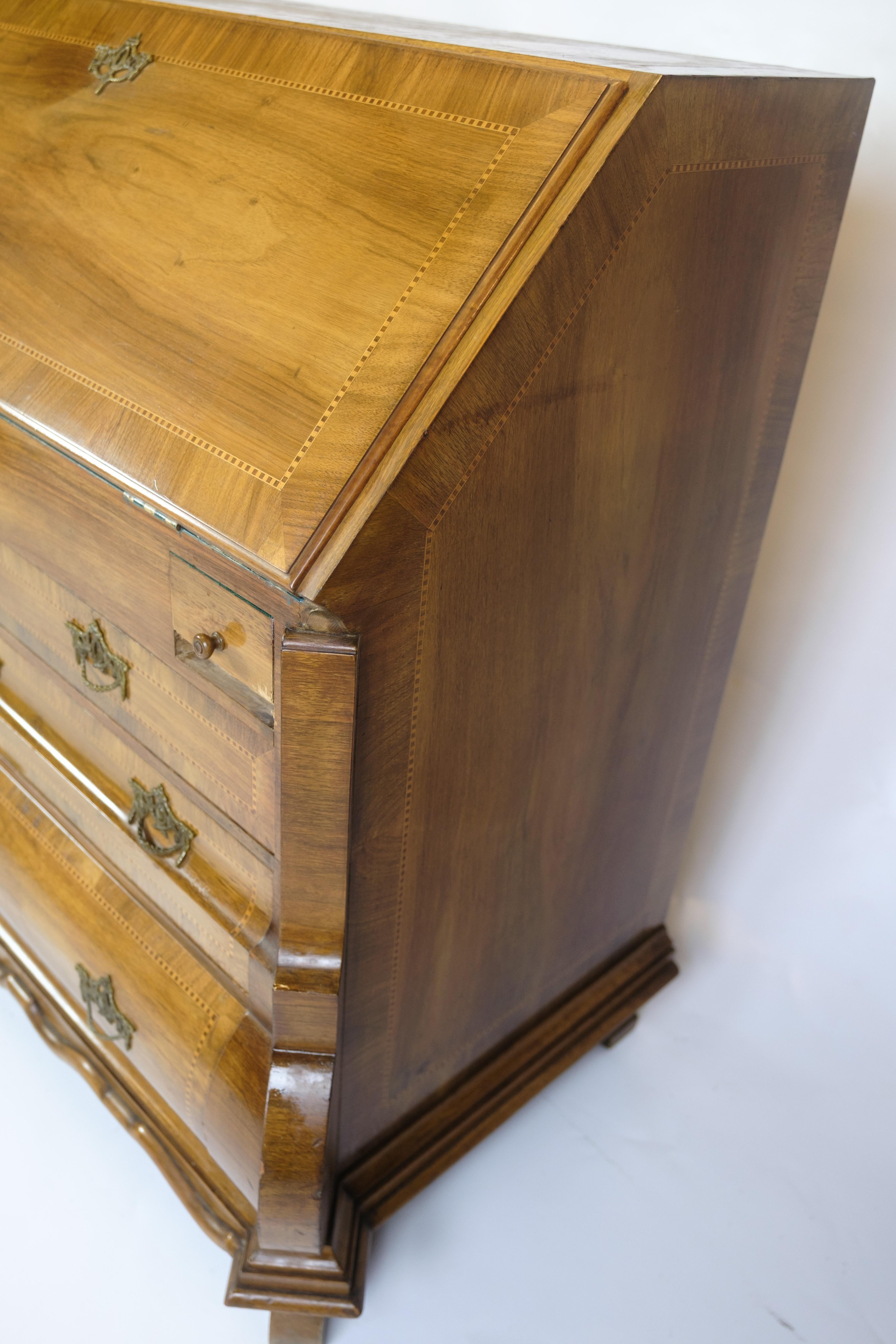 Danish Chatol With Intersia & Four Drawers Made In Ligth Walnut From Lysberg & Hansen For Sale