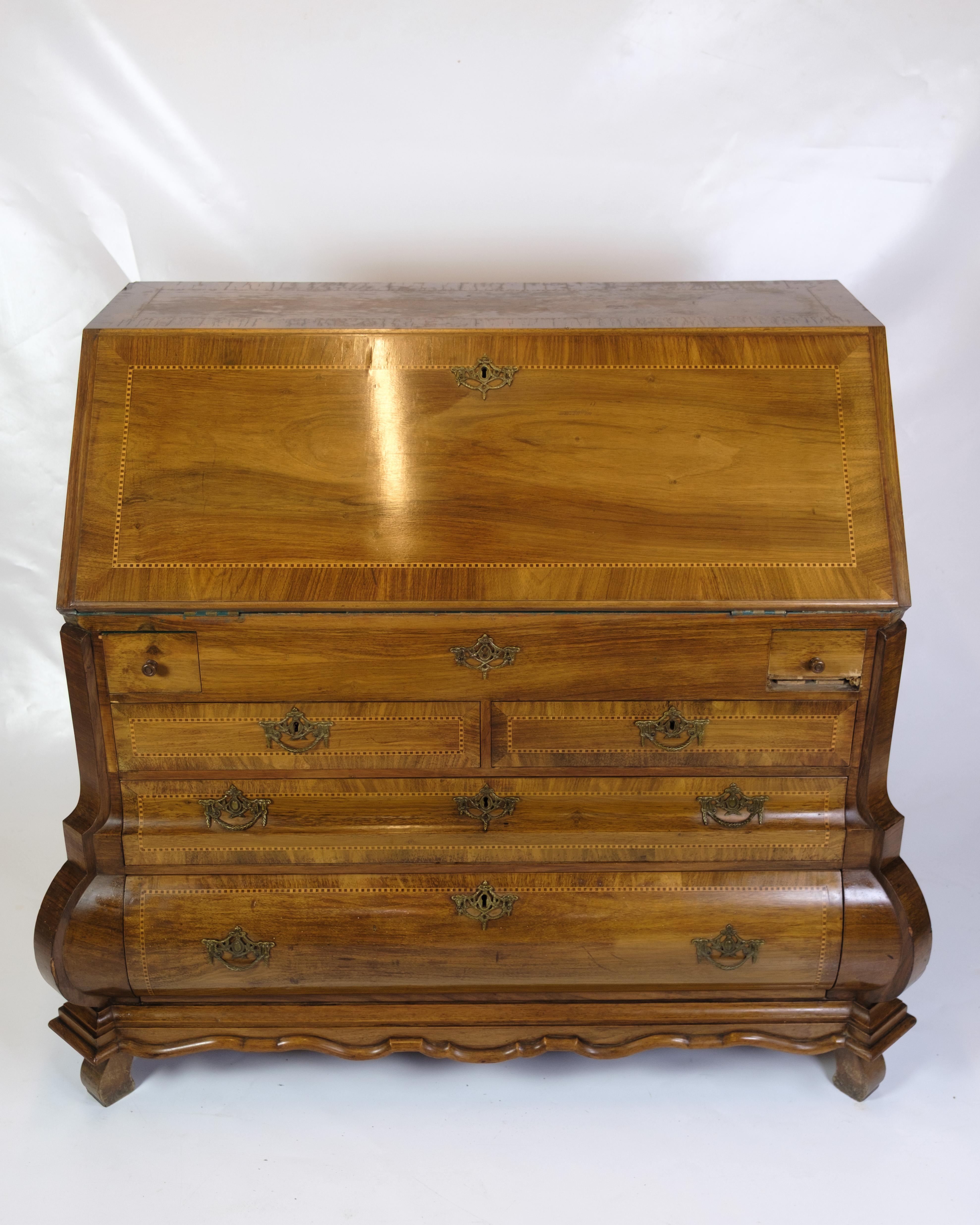 Chatol With Intersia & Four Drawers Made In Ligth Walnut From Lysberg & Hansen In Good Condition For Sale In Lejre, DK