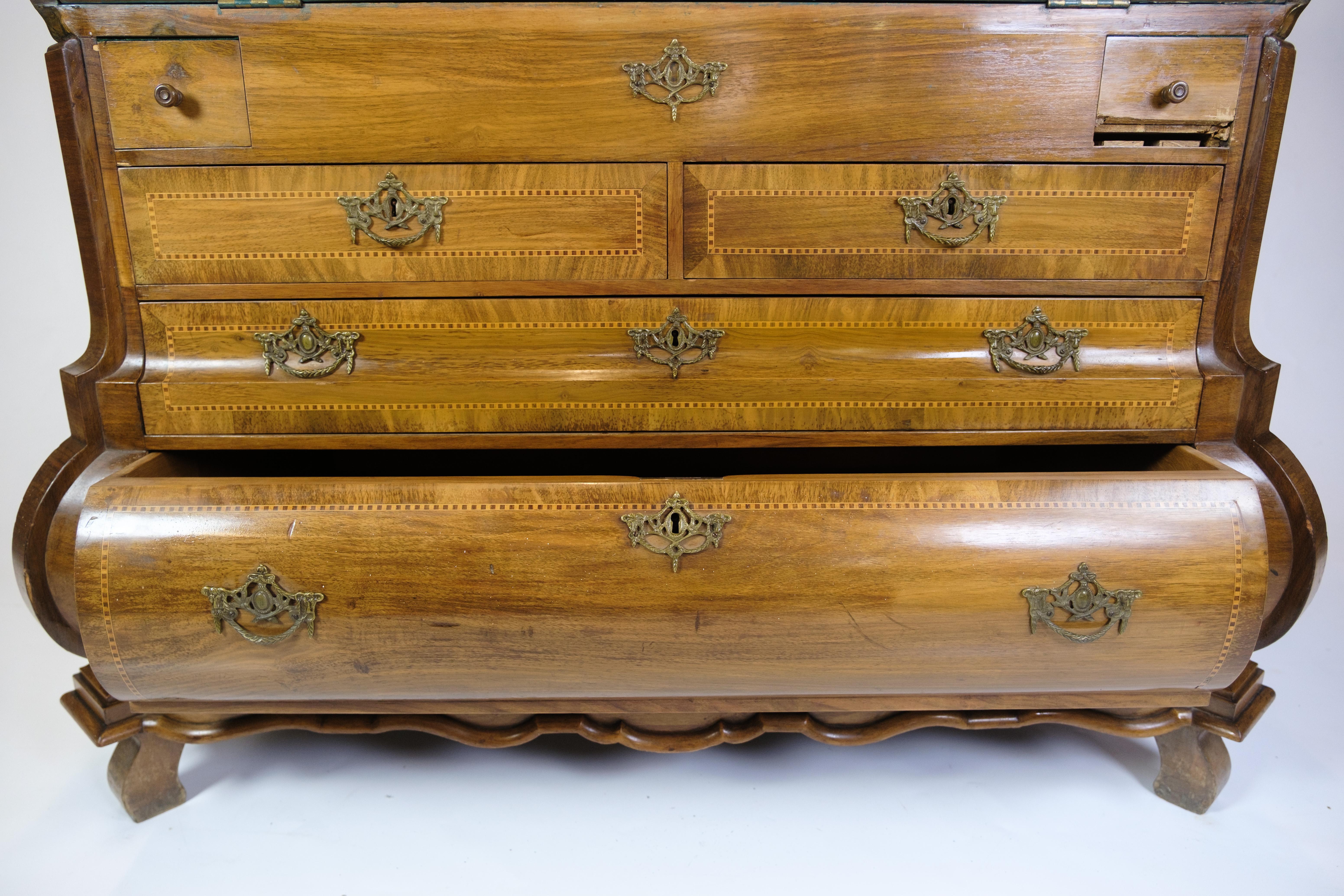 Late 19th Century Chatol With Intersia & Four Drawers Made In Ligth Walnut From Lysberg & Hansen For Sale