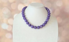 Chatoyant Charoite Necklace with Sterling Silver Charoite Clasp, 20"