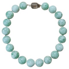 Chatoyant Green Angelite Necklace With Unique Vintage Clasp