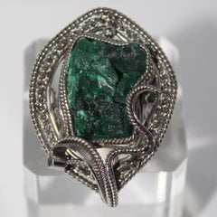 Anello di malachite chatoyant, anello di malachite grezza artistana