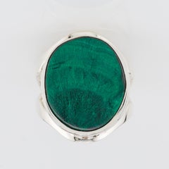 Chatoyant malachite silver ring