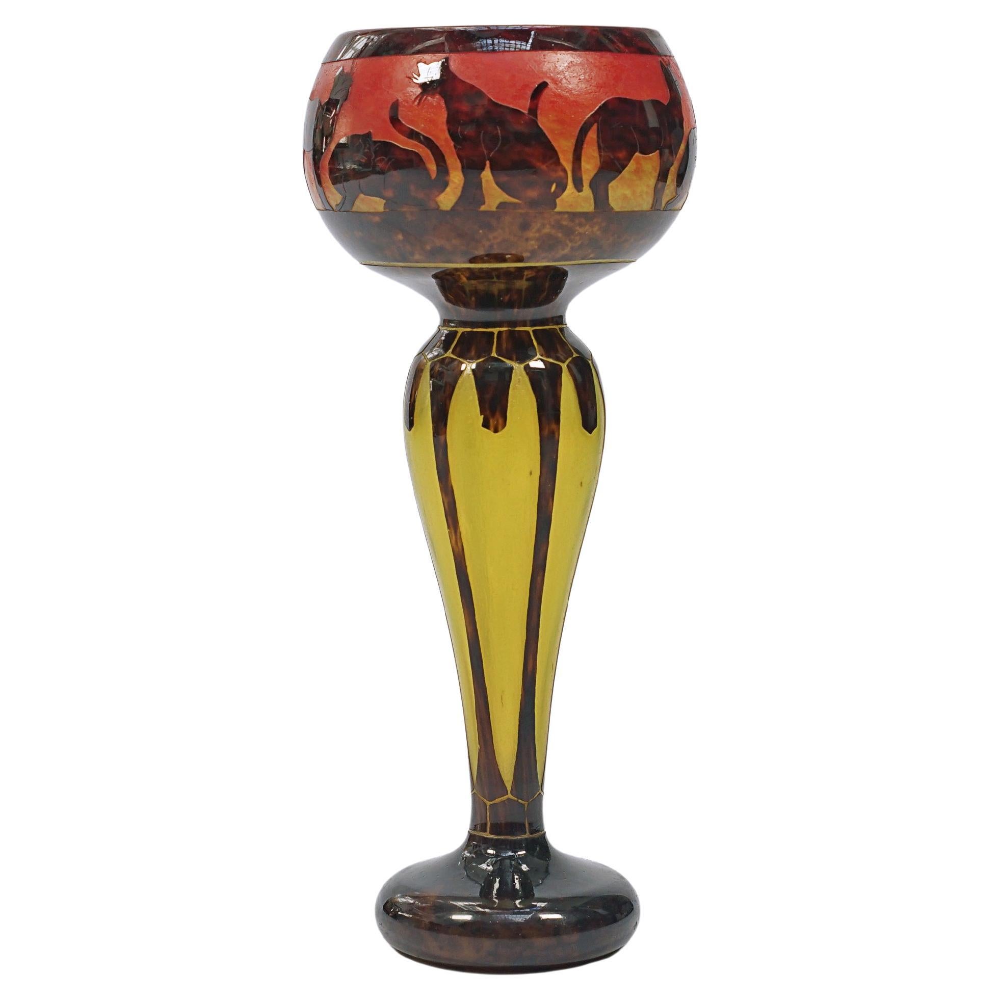 Vase "Chats" par Le Verre Français