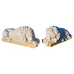 Vintage Chatsworth Marble Sculptured Lions on Sienna, 20th Century 