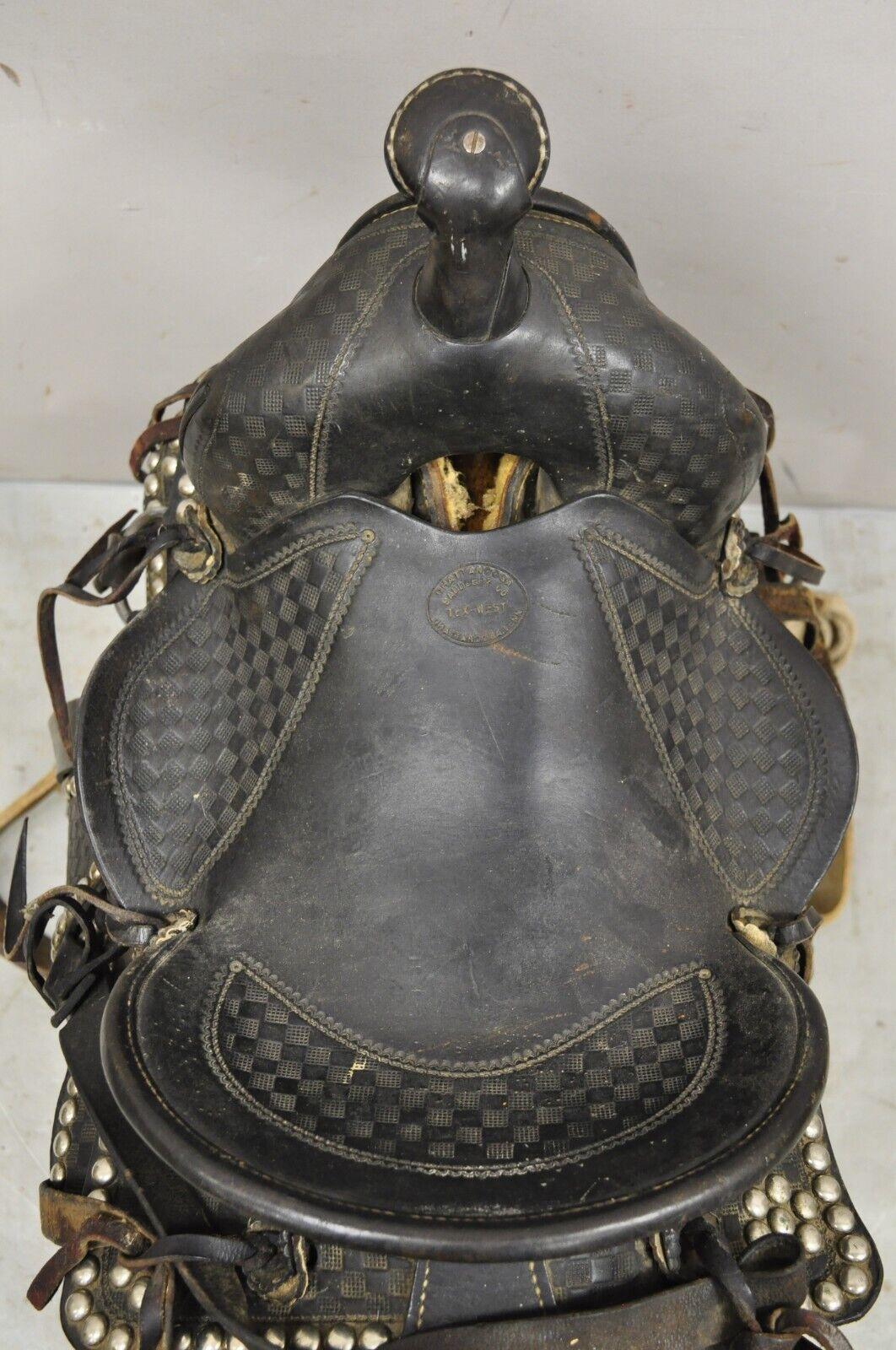 20th Century Chattanooga Saddlery Co Tex-West Brown Leather Studded Horse Show Saddle 12