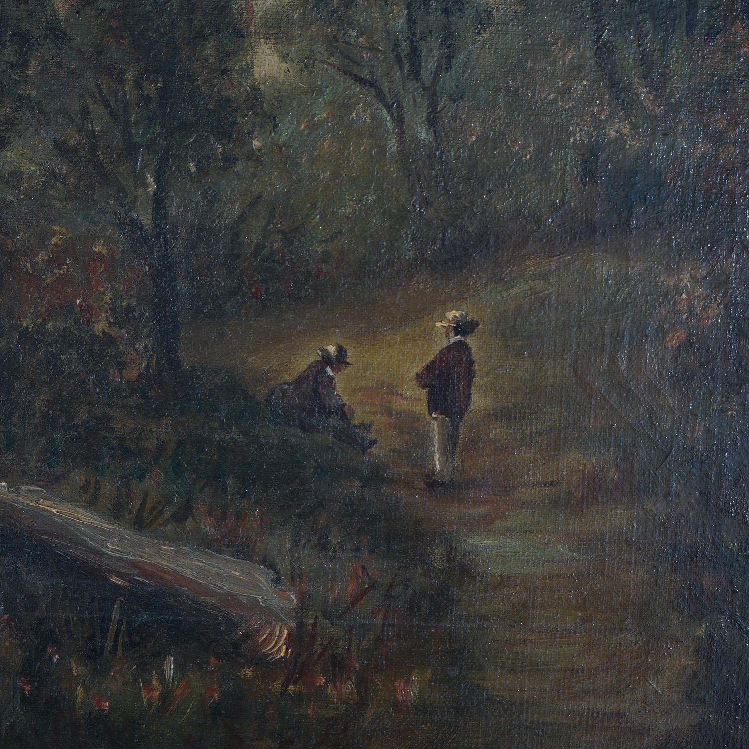 Chatten Oil on Canvas Landscape of Rural Village Scene, Framed, C1890 For Sale 1