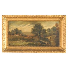 Chatten Oil on Canvas Landscape of Rural Village Scene, Framed, C1890