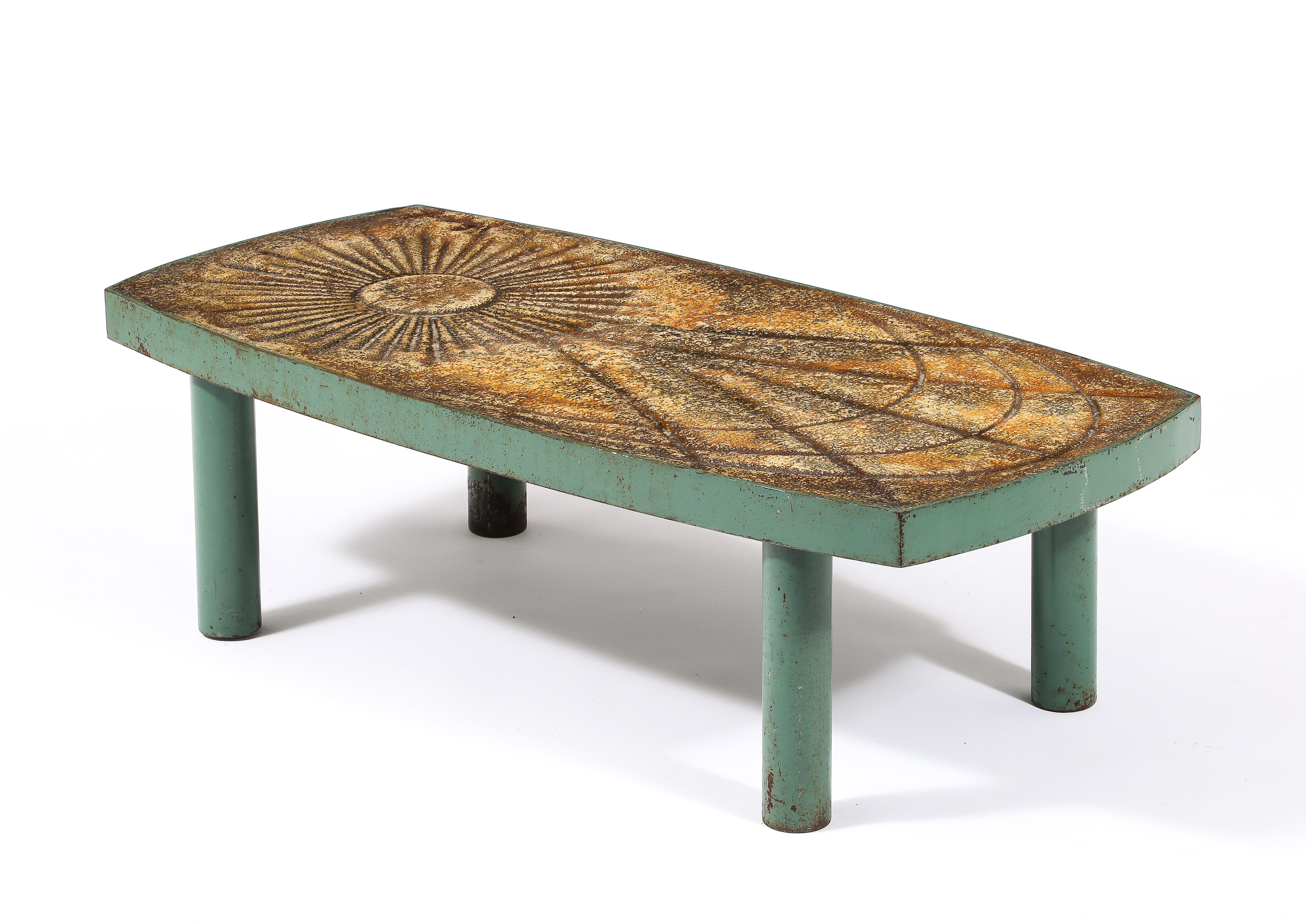 Couchtisch aus Beton und Metall von Chatty Valauris, Frankreich 1960er Jahre im Angebot 3