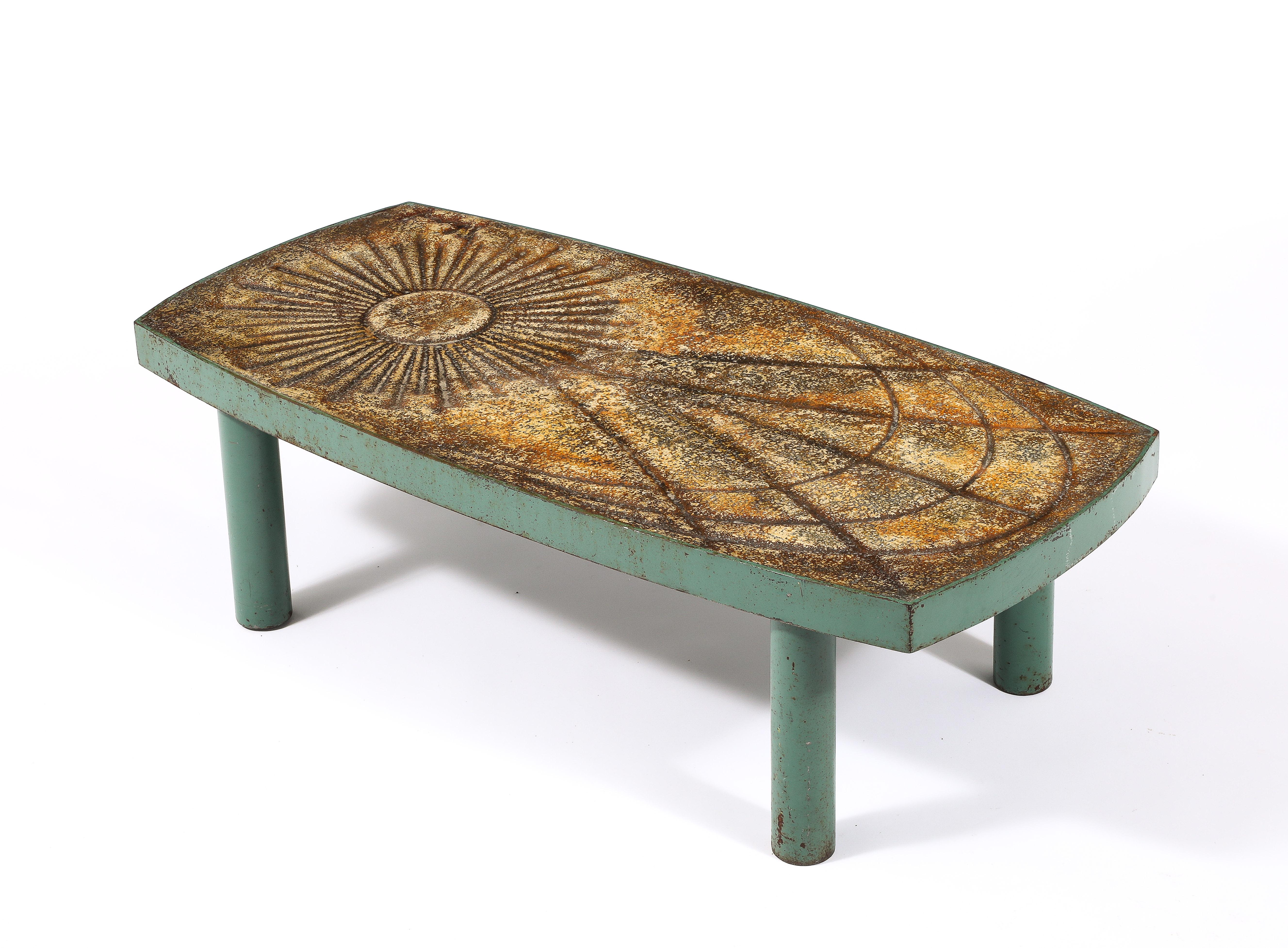 Couchtisch aus Beton und Metall von Chatty Valauris, Frankreich 1960er Jahre im Angebot 4