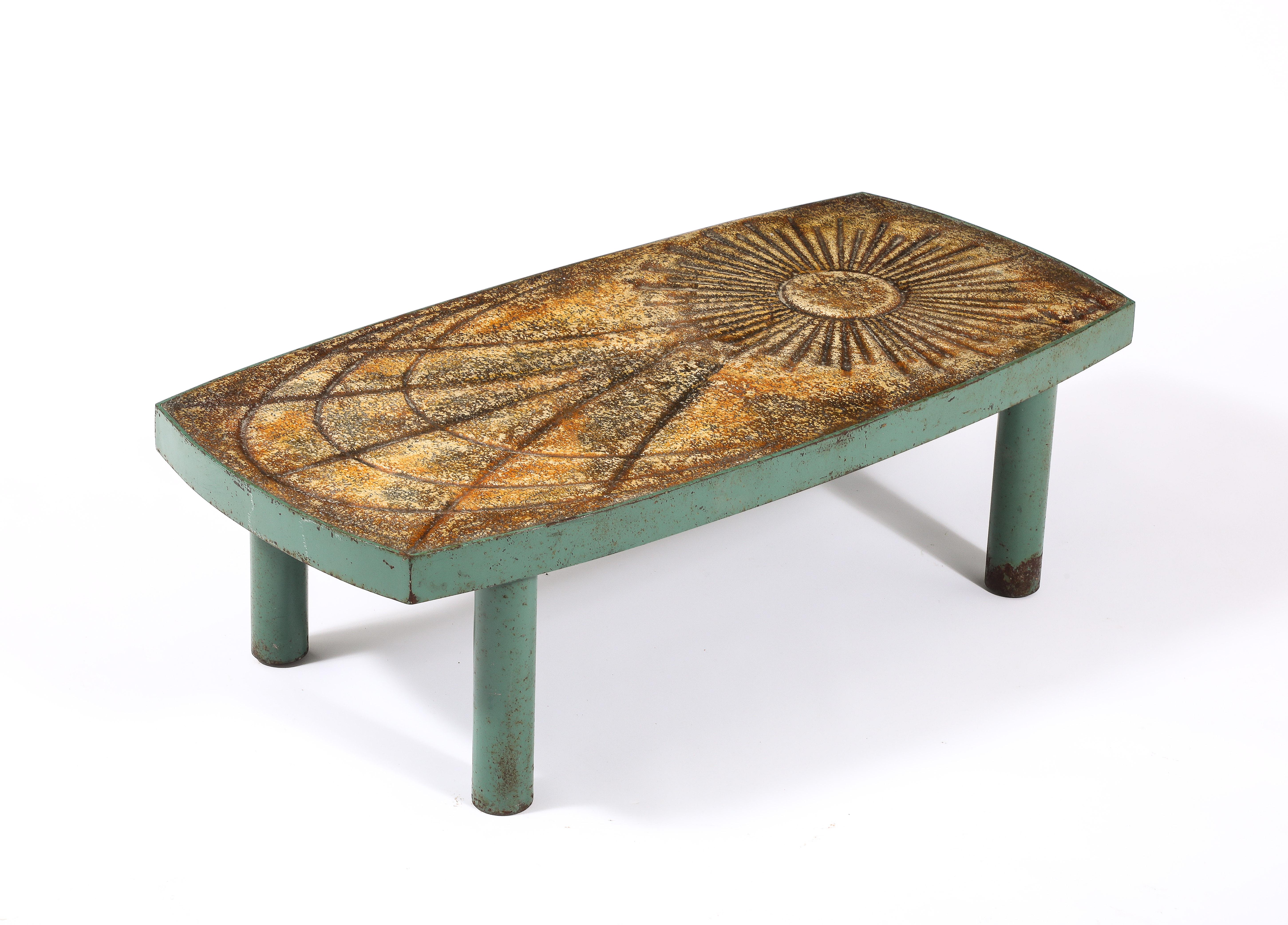 Couchtisch aus Beton und Metall von Chatty Valauris, Frankreich 1960er Jahre im Angebot 7