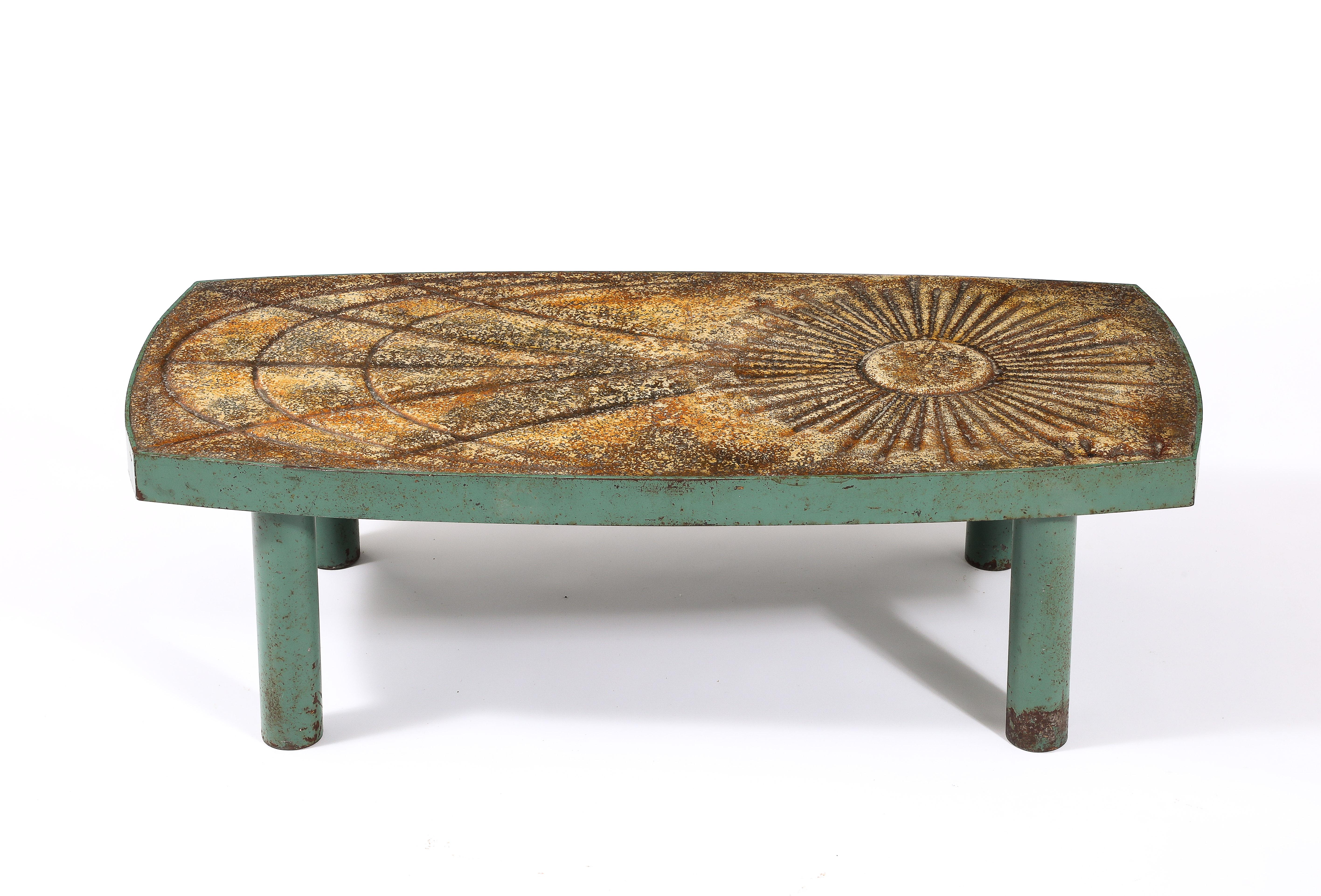 Couchtisch aus Beton und Metall von Chatty Valauris, Frankreich 1960er Jahre im Angebot 11