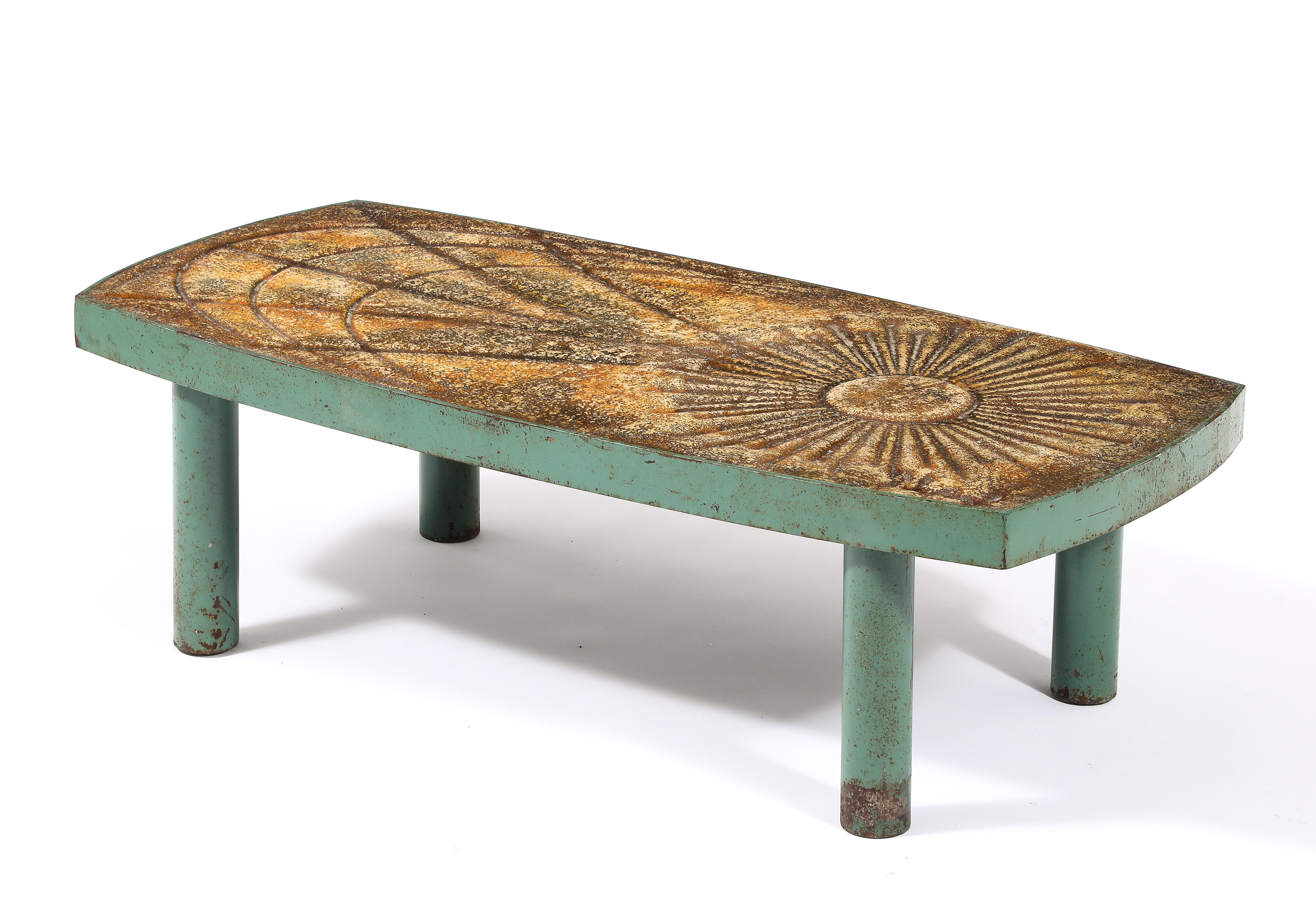 Couchtisch aus Beton und Metall von Chatty Valauris, Frankreich 1960er Jahre im Angebot 12