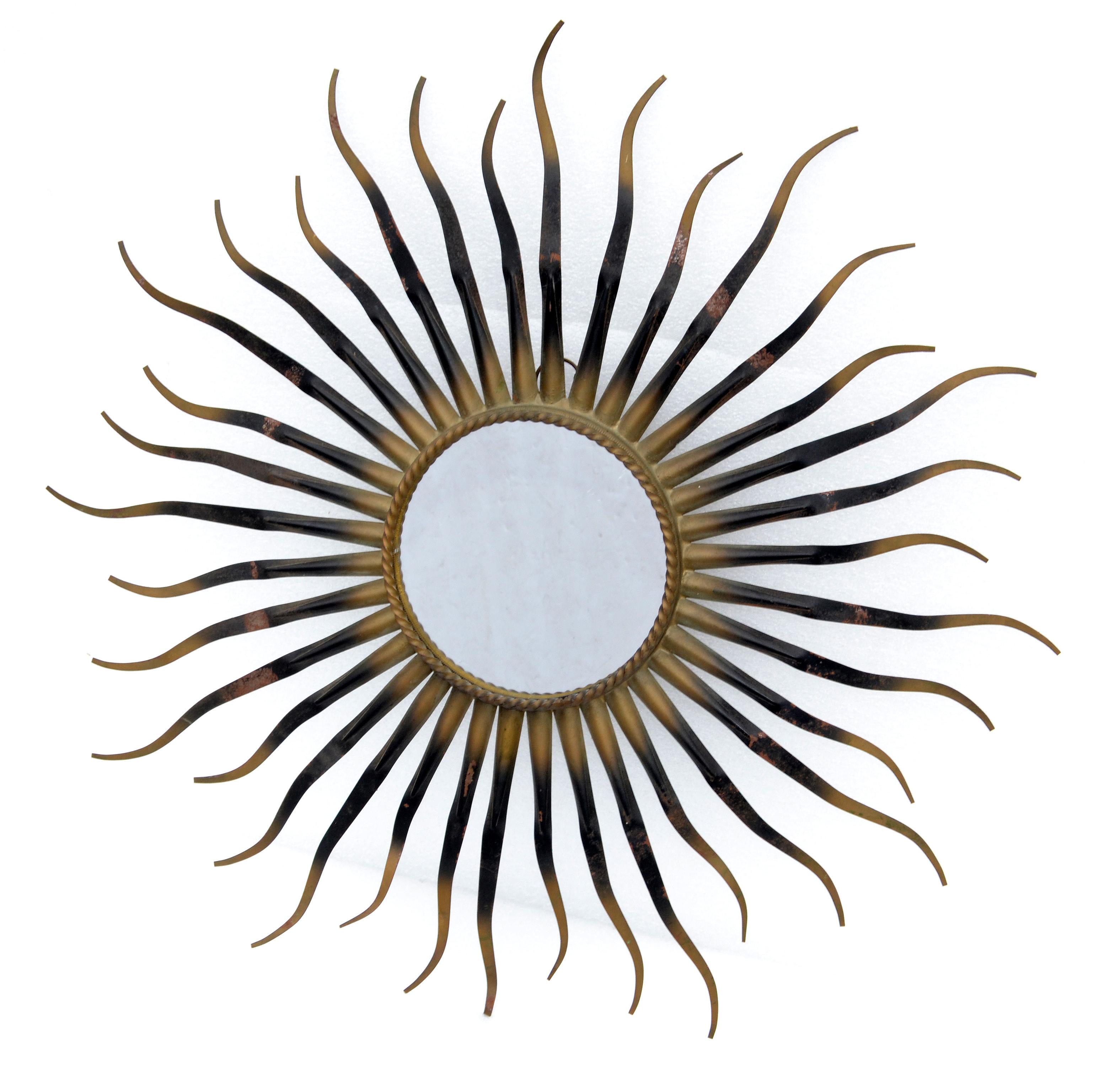 Hand-Crafted Chaty Sunburst Wall Mirror French Mid-Century Modern, 1960s For Sale