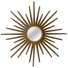 Chaty Vallauris 1950er Jahre Petite Gold Sunburst Spiegel