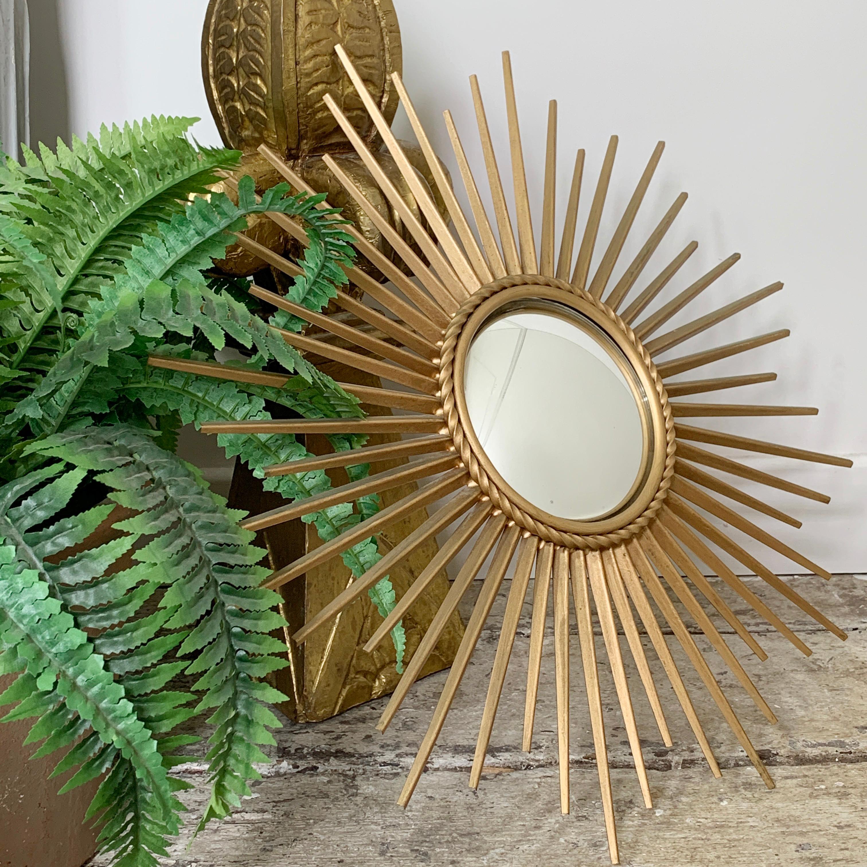 Mid-20th Century Chaty Vallauris 1950’s Sunburst Convex Mirror