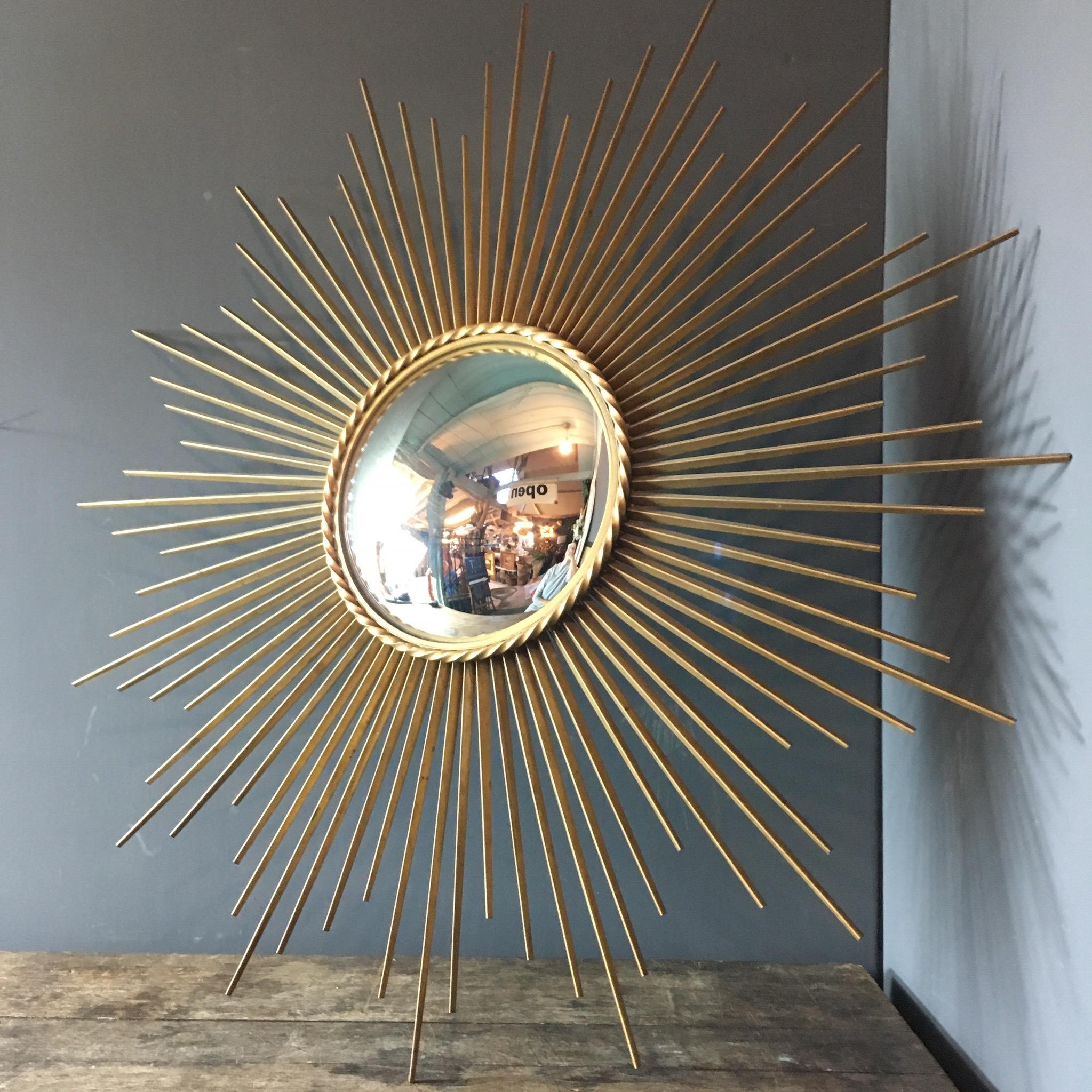 Mid-Century Modern Chaty Vallauris Convex Sunburst Mirror
