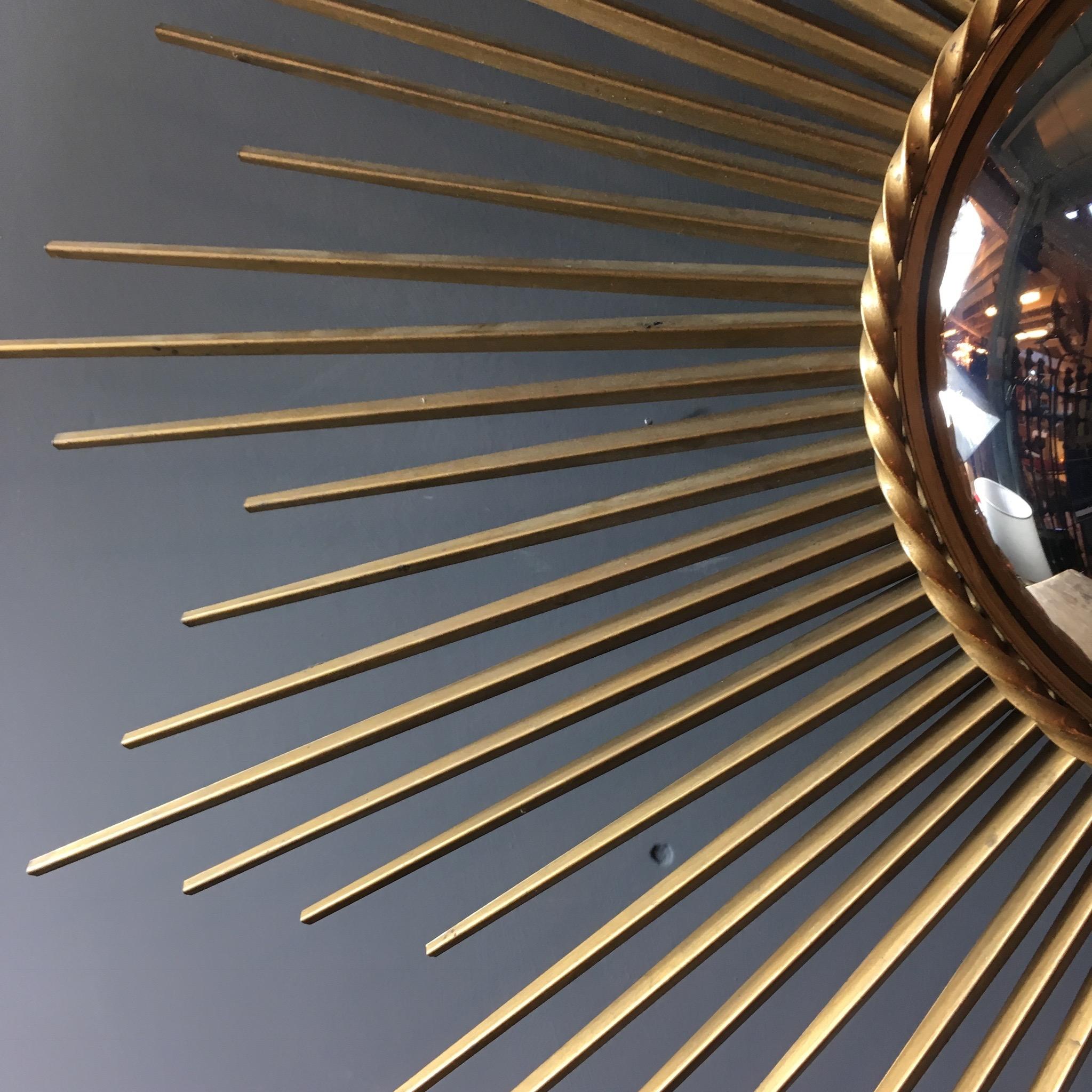 20th Century Chaty Vallauris Convex Sunburst Mirror