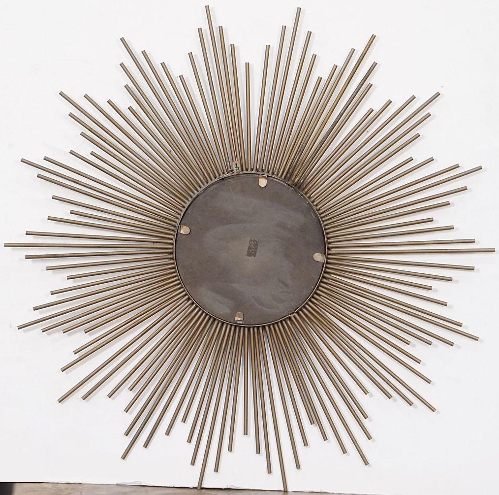 Miroir convexe Starburst ou Sunburst de Chaty Vallauris en métal doré (Dia 39 1/4) en vente 5