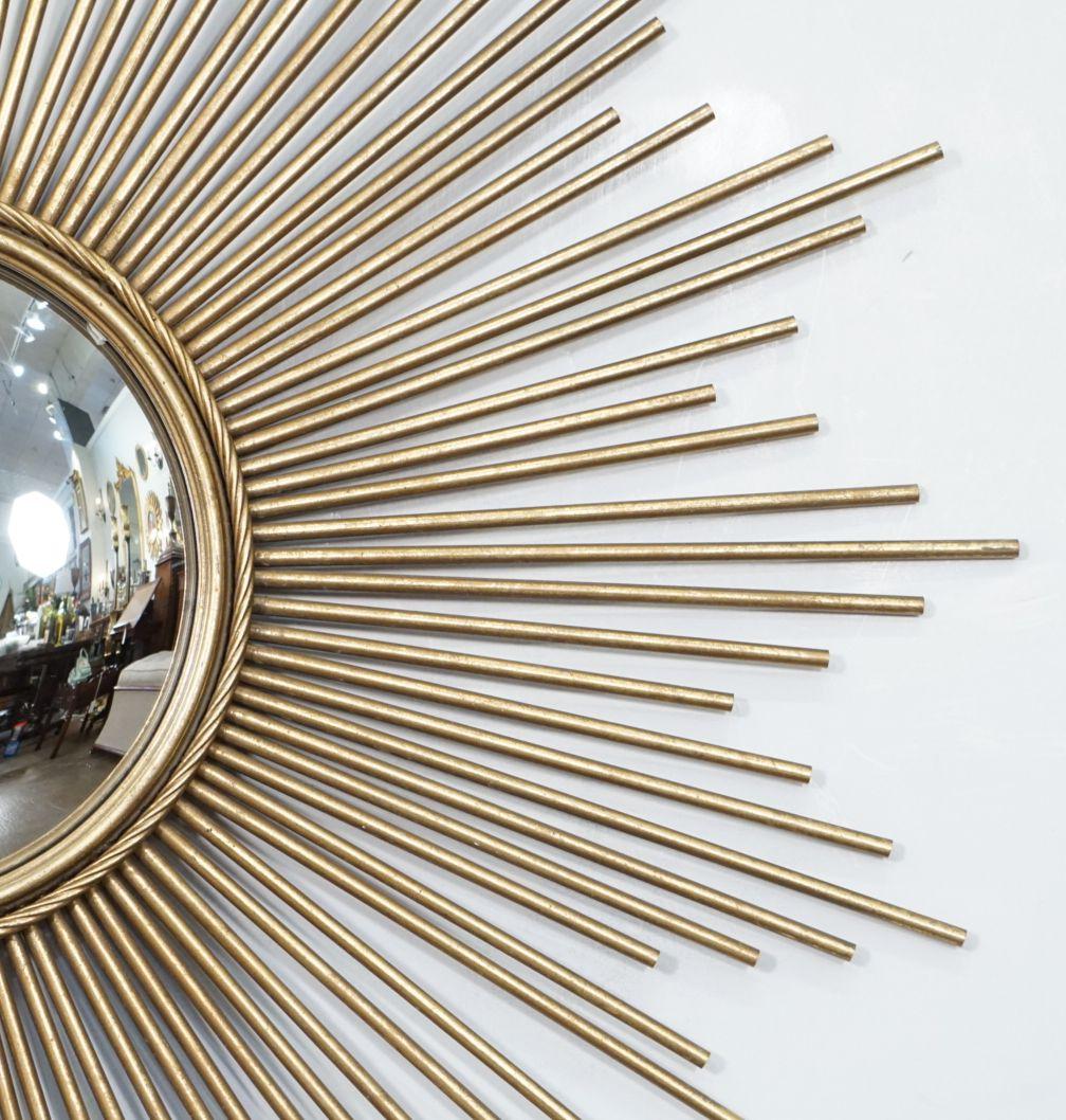 Miroir convexe Starburst ou Sunburst de Chaty Vallauris en métal doré (Dia 39 1/4) en vente 2