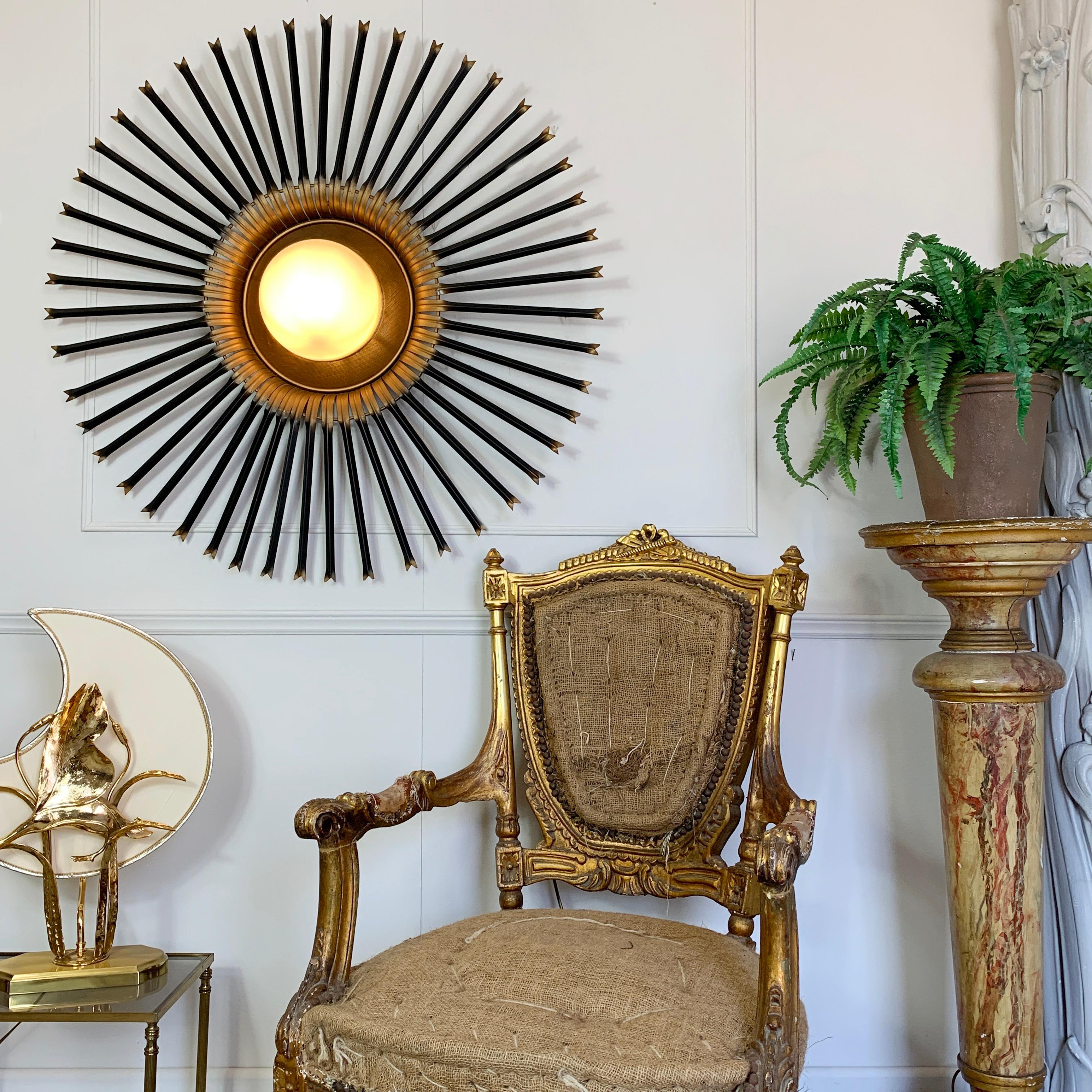French Chaty Vallauris Monumental Sunburst Light