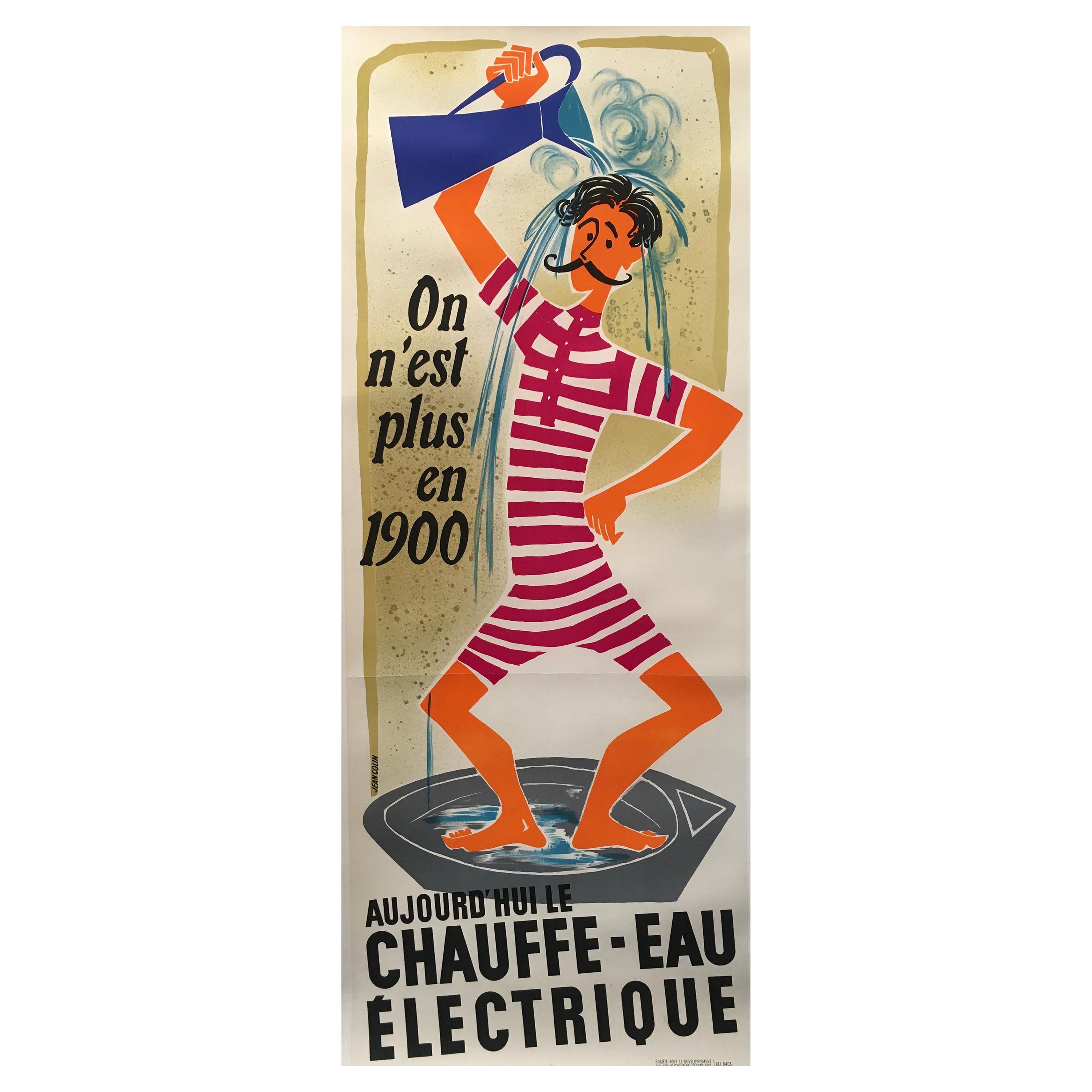 'Chauffe-Eau Électrique' Original Vintage Poster by Jean Colin, Circa 1950