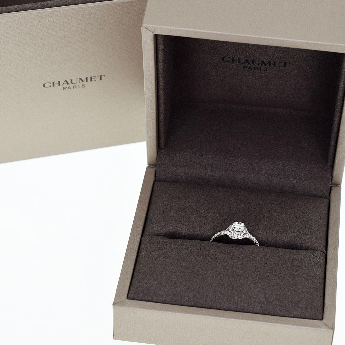Chaumet 0.30 Carat Diamond Platinum Liens d'amour Solitaire Ring In Good Condition For Sale In Tokyo, JP