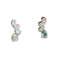 Chaumet 0,91ct Aquamarin 18K Weißgold Joséphine Ronde d'Aigrettes Ohrringe