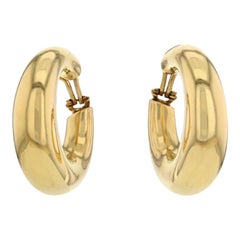 Vintage Chaumet 18 Carat Yellow Gold Large Hoop Earrings/Creoles