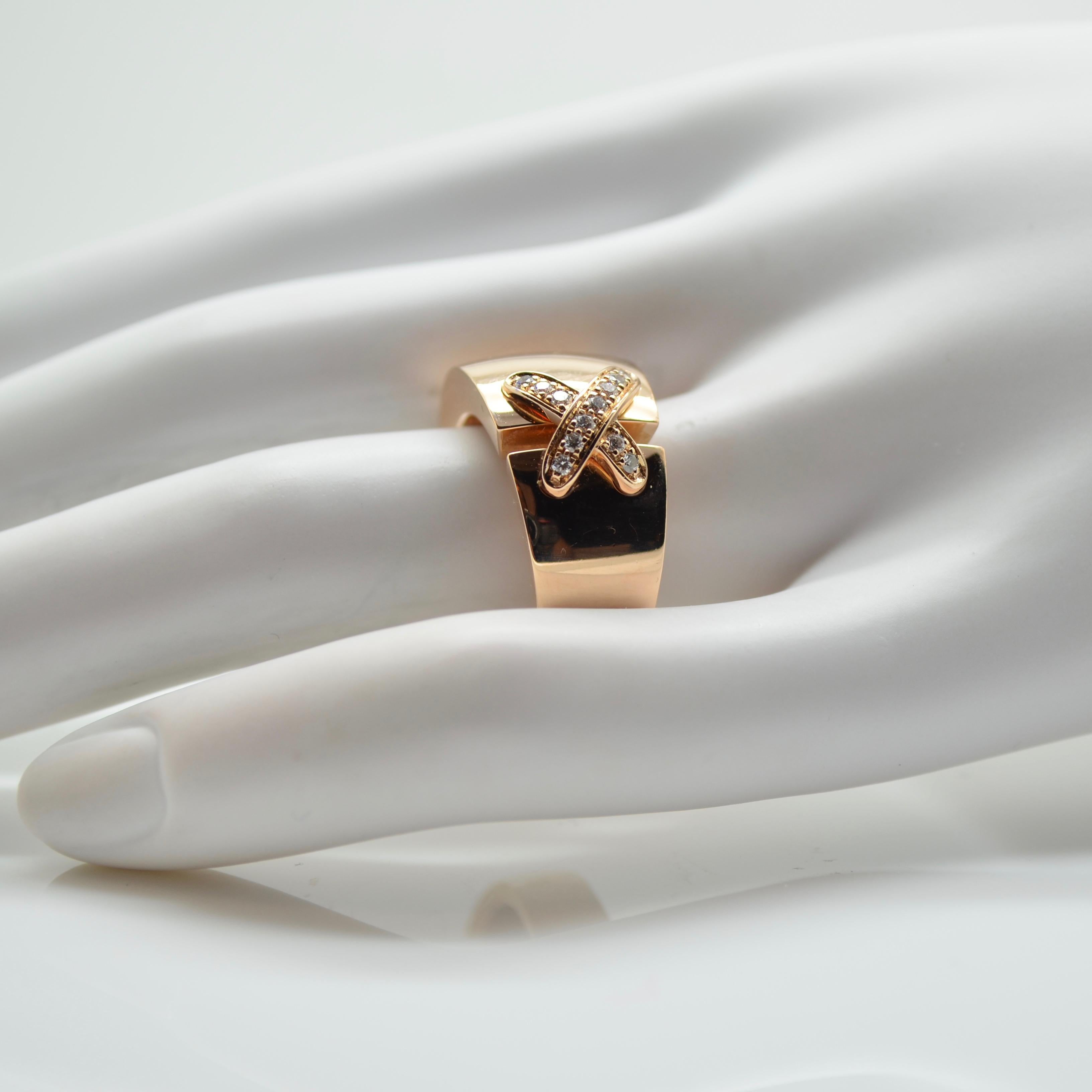 Old European Cut Chaumet 18 Karat Pink Gold and Diamonds Ring For Sale