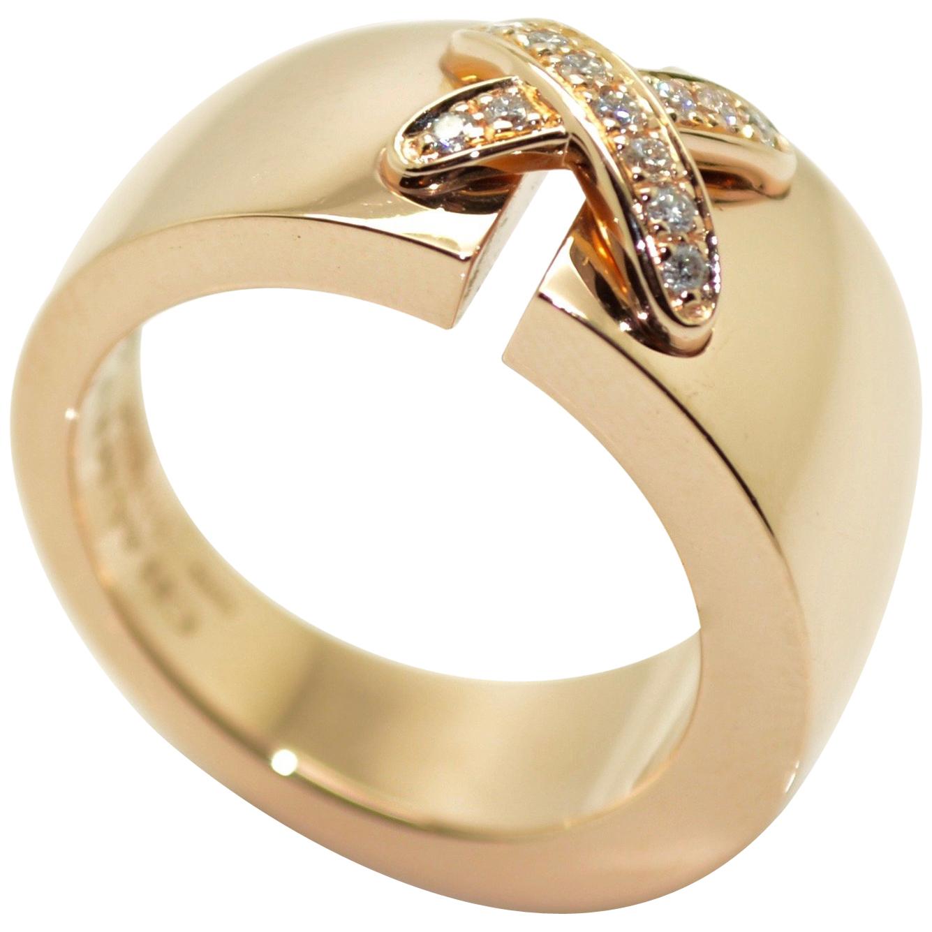 Chaumet 18 Karat Pink Gold and Diamonds Ring For Sale