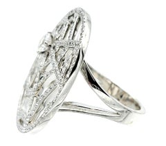 Chaumet Pavé Diamond Open Spiderweb Disc Cocktail Ring 18 Karat White Gold