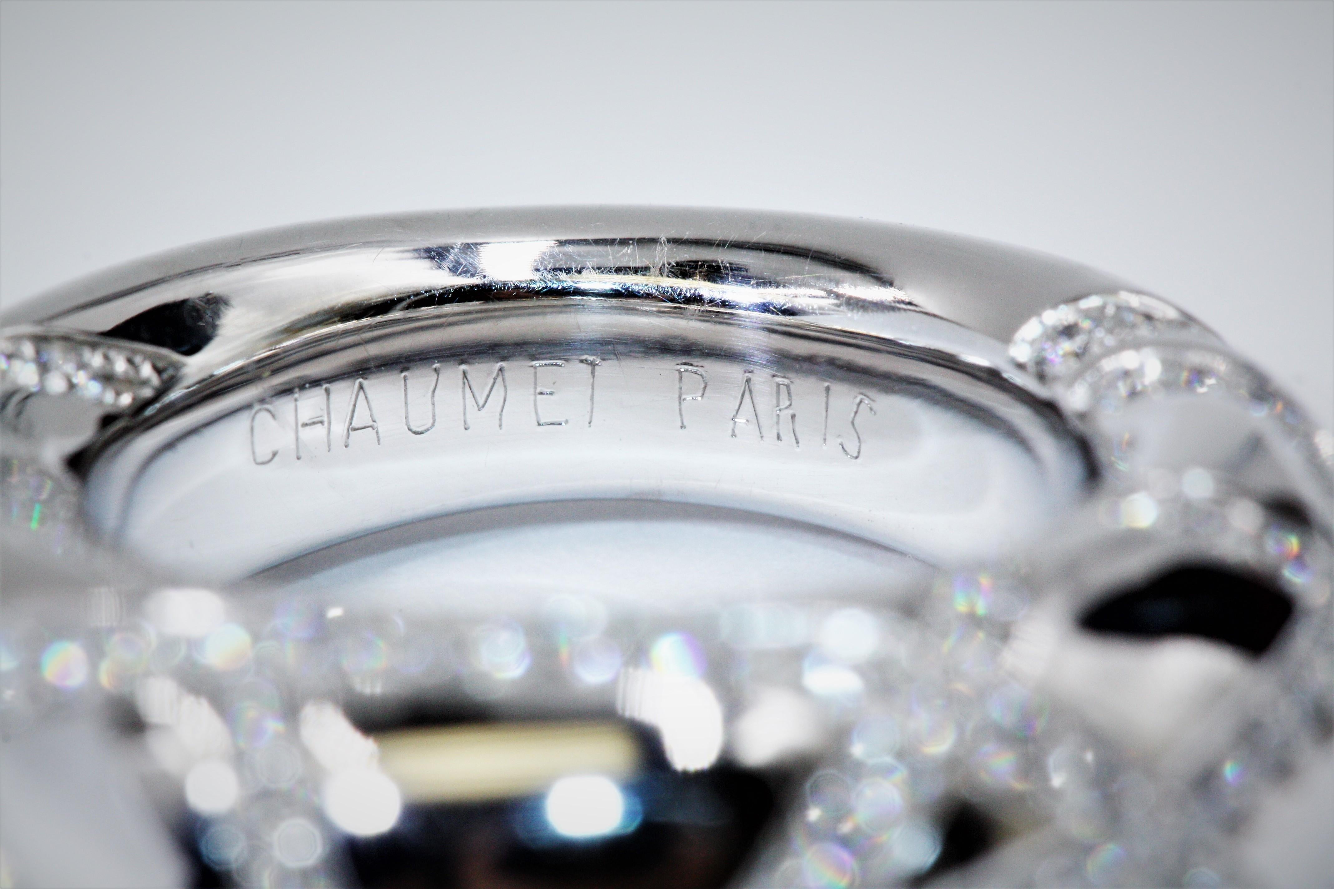 Women's Chaumet 18 Karat White Gold Diamond Ring For Sale