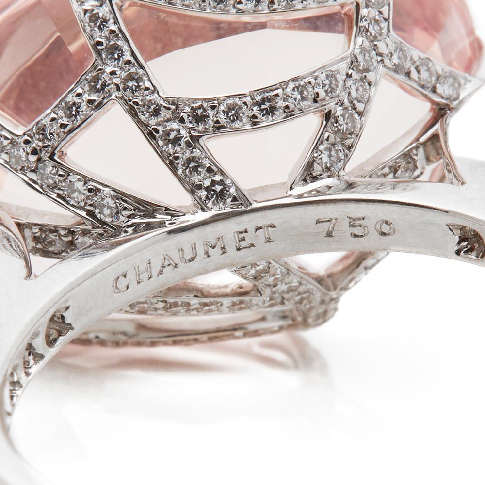 Chaumet 18 Karat White Gold Morganite Diamond Attrape-Moi-Toile de Givre Ring 2