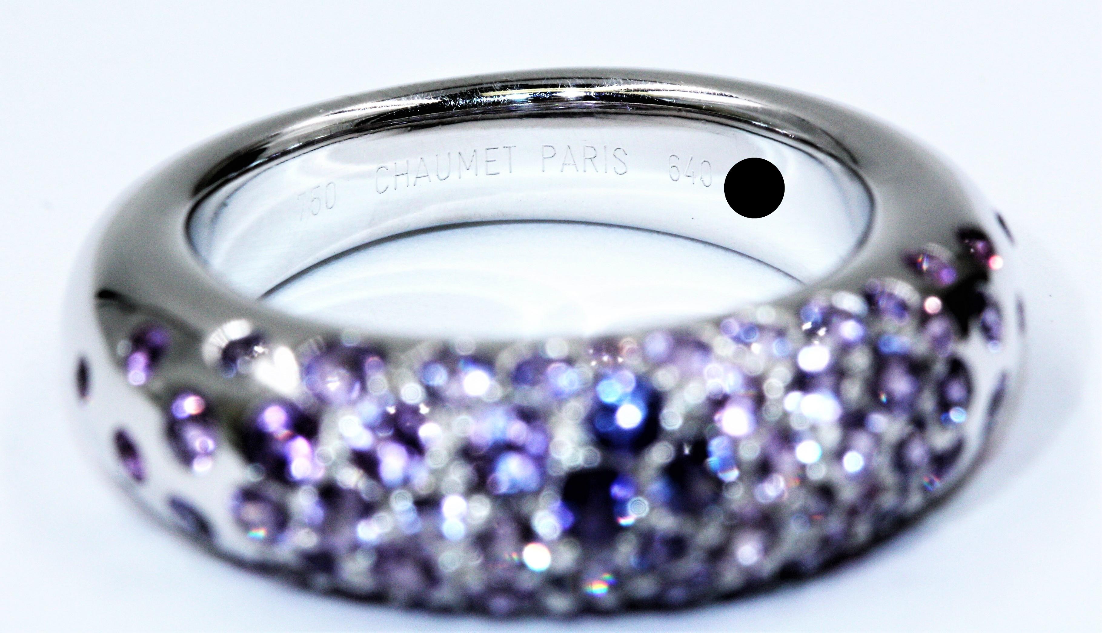 Chaumet 18 Karat White Gold Sapphire Ring S2.00 Carat For Sale 4