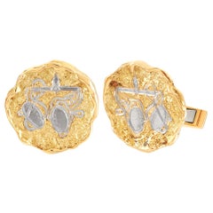 Chaumet 18 Karat Yellow and White Gold Zodiac Libra Cufflinks