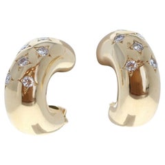 Chaumet 18 Karat Yellow Gold and Diamond Huggie Hoop Earrings 14.2g