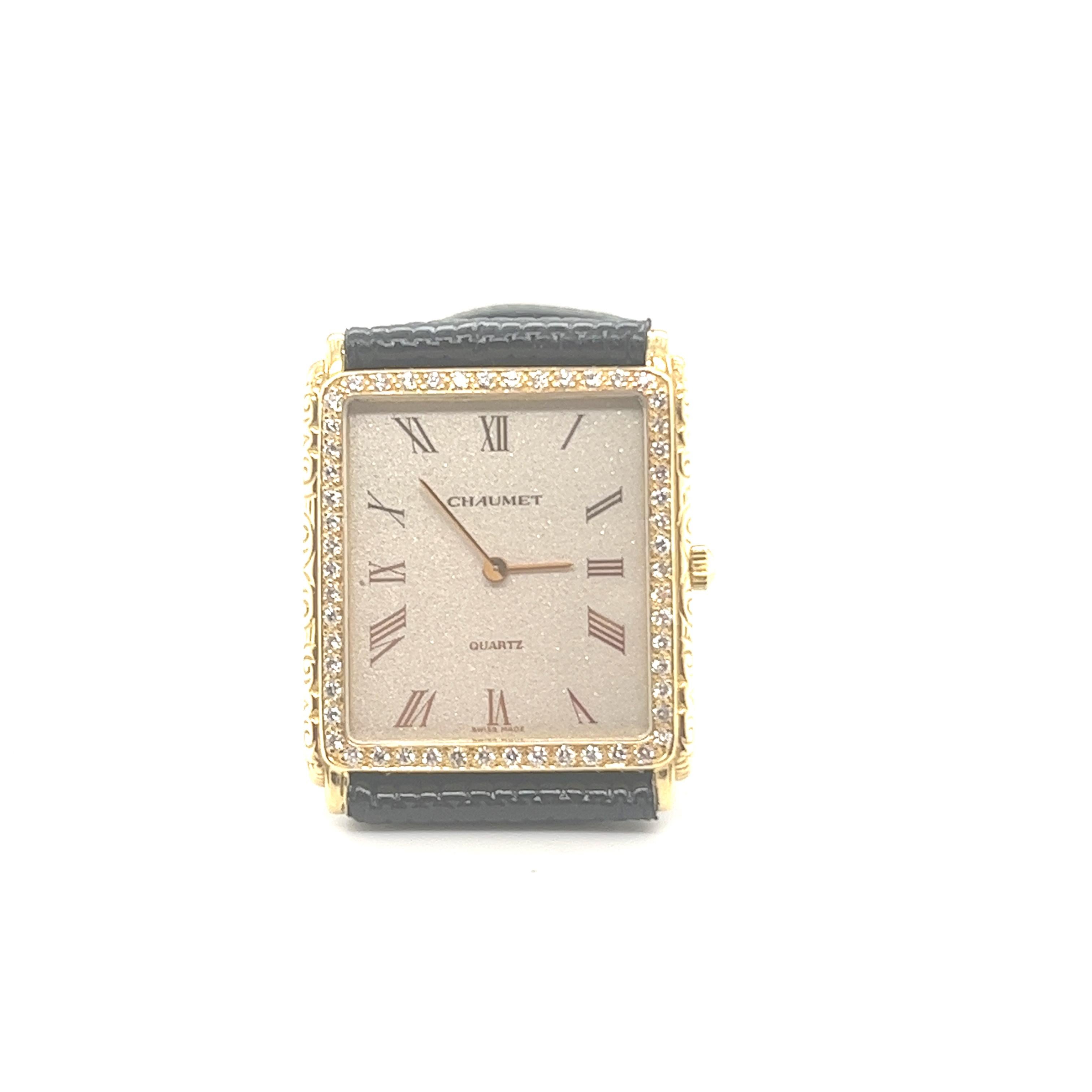 Brilliant Cut Chaumet 18 Karat Yellow Gold and Diamond Ladies Quartz Wrist Watch For Sale