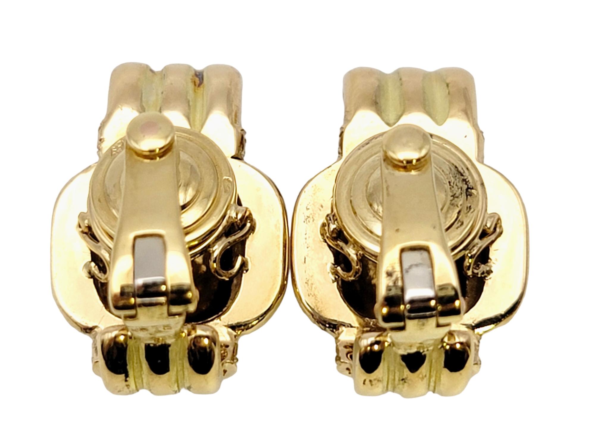 Chaumet 18 Karat Yellow Gold Nugget Style Clip-On Stud Earrings with Diamonds In Good Condition For Sale In Scottsdale, AZ
