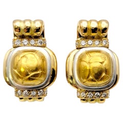 Vintage Chaumet 18 Karat Yellow Gold Nugget Style Clip-On Stud Earrings with Diamonds