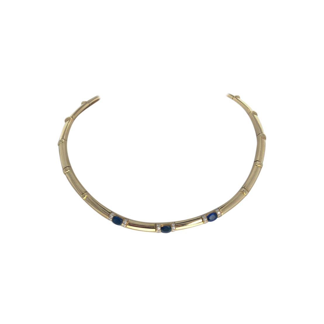 Chaumet 18 Karat Yellow Gold, Sapphire and Diamond Necklace 2.80 Carat 68.8g